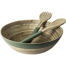 Bamboe saladeschaal met bestek